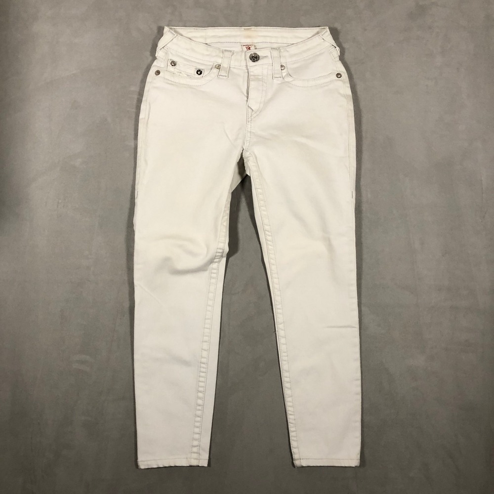True Religion Jeans Womens 28 White Curvy Skinny Mid Rise 90s Y2K